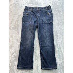 Simply Vera Wang Jeans Womens Sz 6 Dark Blue Straight Crop Boho Western Cowgirl